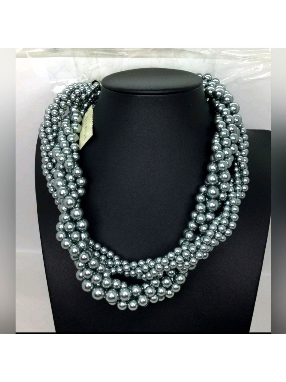 NWT Talbots Gray Faux Pearl Beaded Necklace 18"